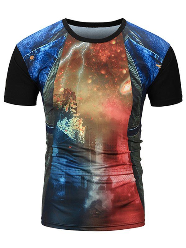 

City Pattern Short Sleeves T-shirt, Blue