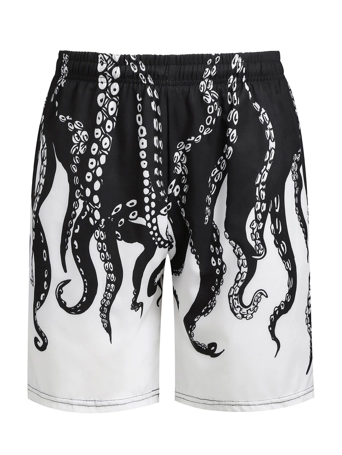 

Octopus Print Casual Shorts, Black