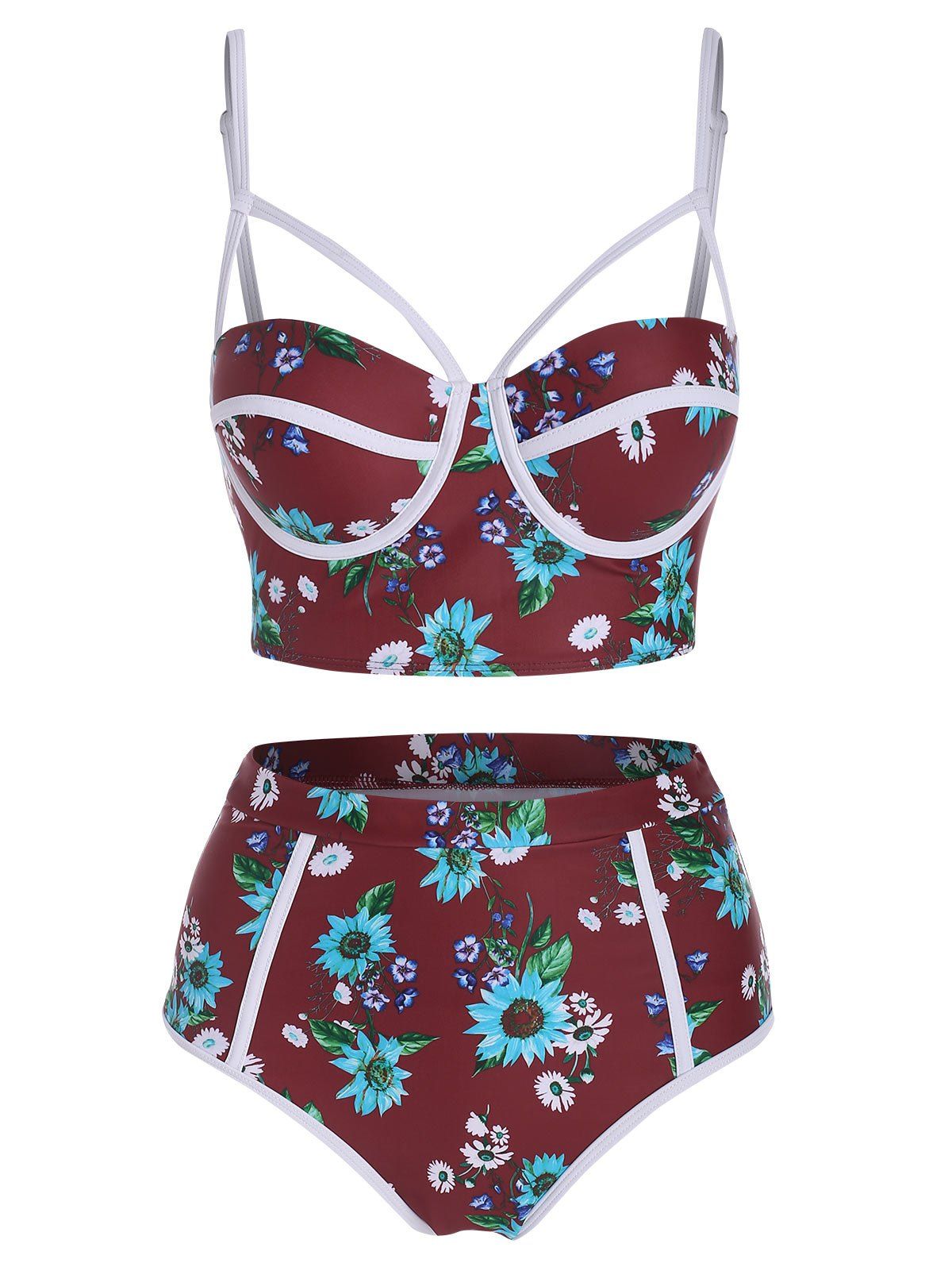 

Sunflower Underwire High Rise Bikini Swimwear, Red wine