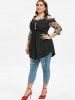 Plus Size Ruffled Tie Shoulder Ribbed T Shirt -  