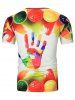 Colorful Handprint Short Sleeves T-shirt -  