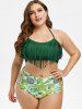 Plus Size Fringed Starfish Cross High Rise Tankini Swimwear -  
