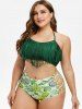 Plus Size Fringed Starfish Cross High Rise Tankini Swimwear -  
