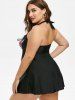 Plus Size Cinched Floral Print Cinched Tankini Swimwear -  