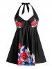 Plus Size Cinched Floral Print Cinched Tankini Swimwear -  