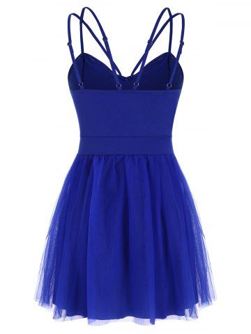 Mesh Panel Flared Cami Dress