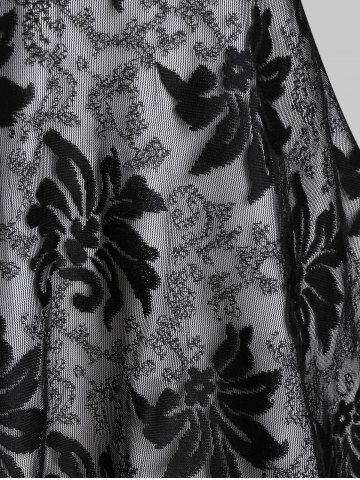 

Floral Lace Mesh Layers A Line Dress, Black