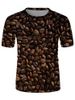 Coffee Bean Print Casual Short Sleeve T Shirt -  