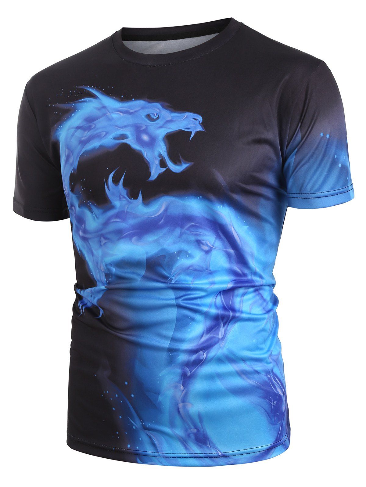 

Fire Dragon Graphic Short Sleeve Casual T Shirt, Multi-a