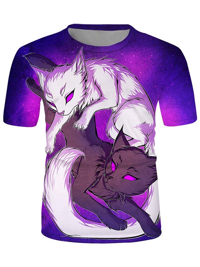 

Yin Yang Wolf Graphic Crew Neck Lounge T Shirt, Multi