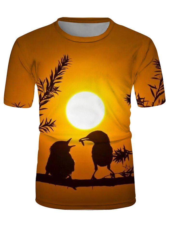 

Sunset Birds Graphic Lounge Crew Neck Tee, Multi