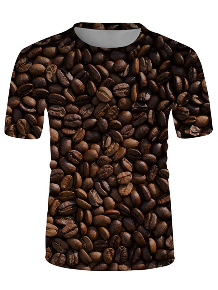 Shops Coffee Bean Print Casual Short Sleeve T Shirt  