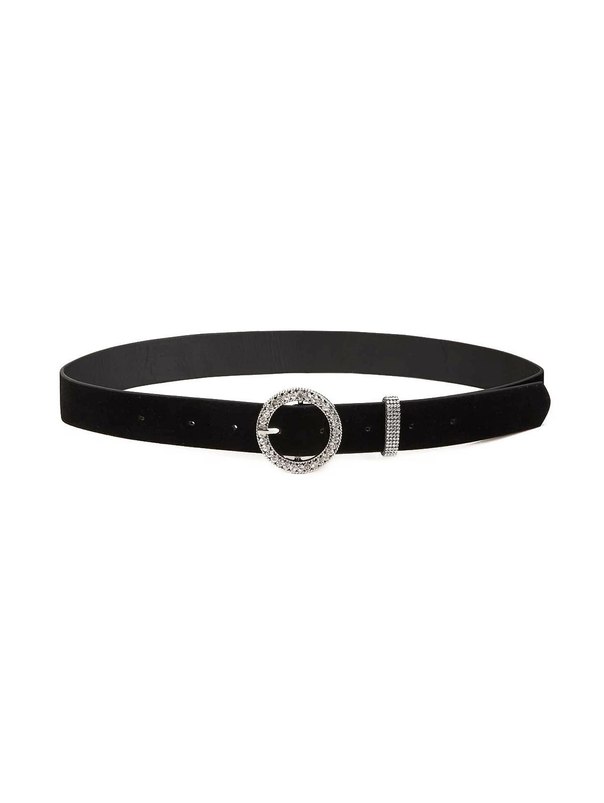 

Rhinestone Decorative Circle Pin Buckle Belt, Black