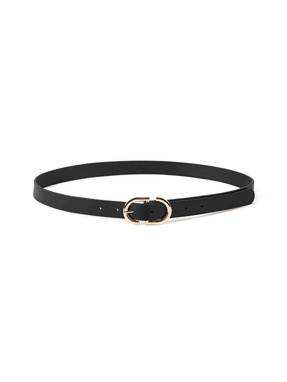

Brief Geometric Waist Buckle Belt, Black
