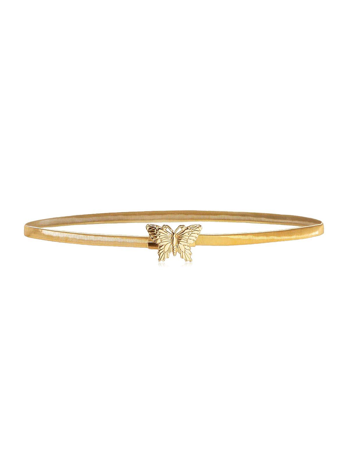 

Metal Butterfly Elastic Spring Waist Belt, Gold