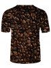 Coffee Bean Print Casual Short Sleeve T Shirt -  