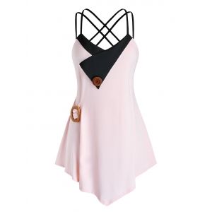 

Plus Size Colorblock Criss Cross Tank Top, Pink