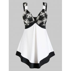

Plus Size Plunging Neck Colorblock Tank Top, Black