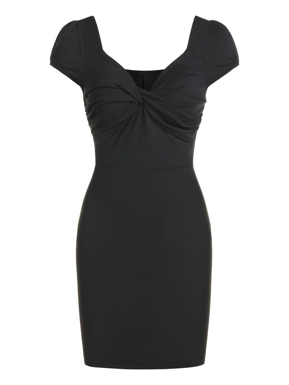 

Twist Front Plain Bodycon Dress, Black
