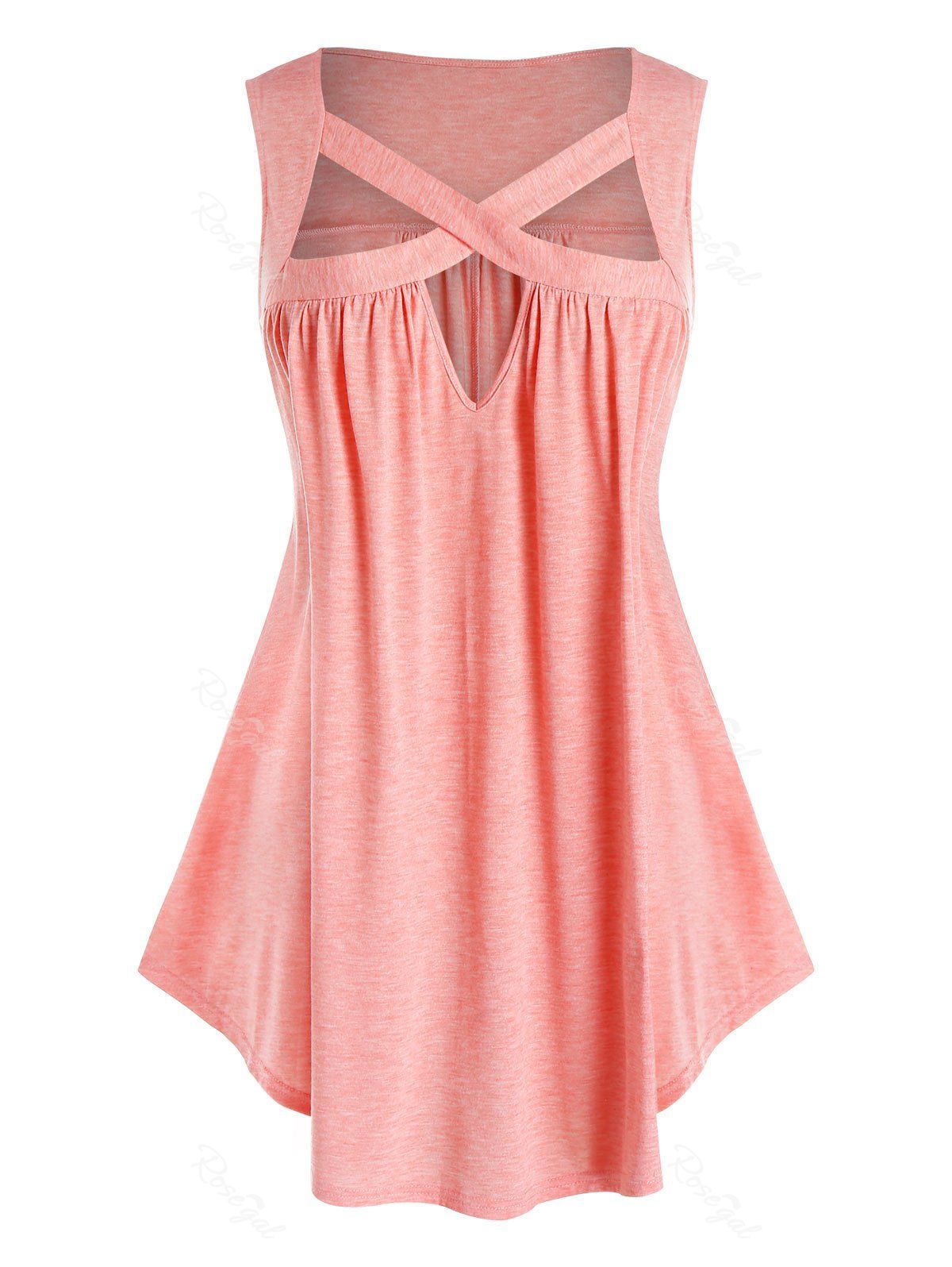 

Plus Size Cutout Crisscross Tank Top, Orange pink