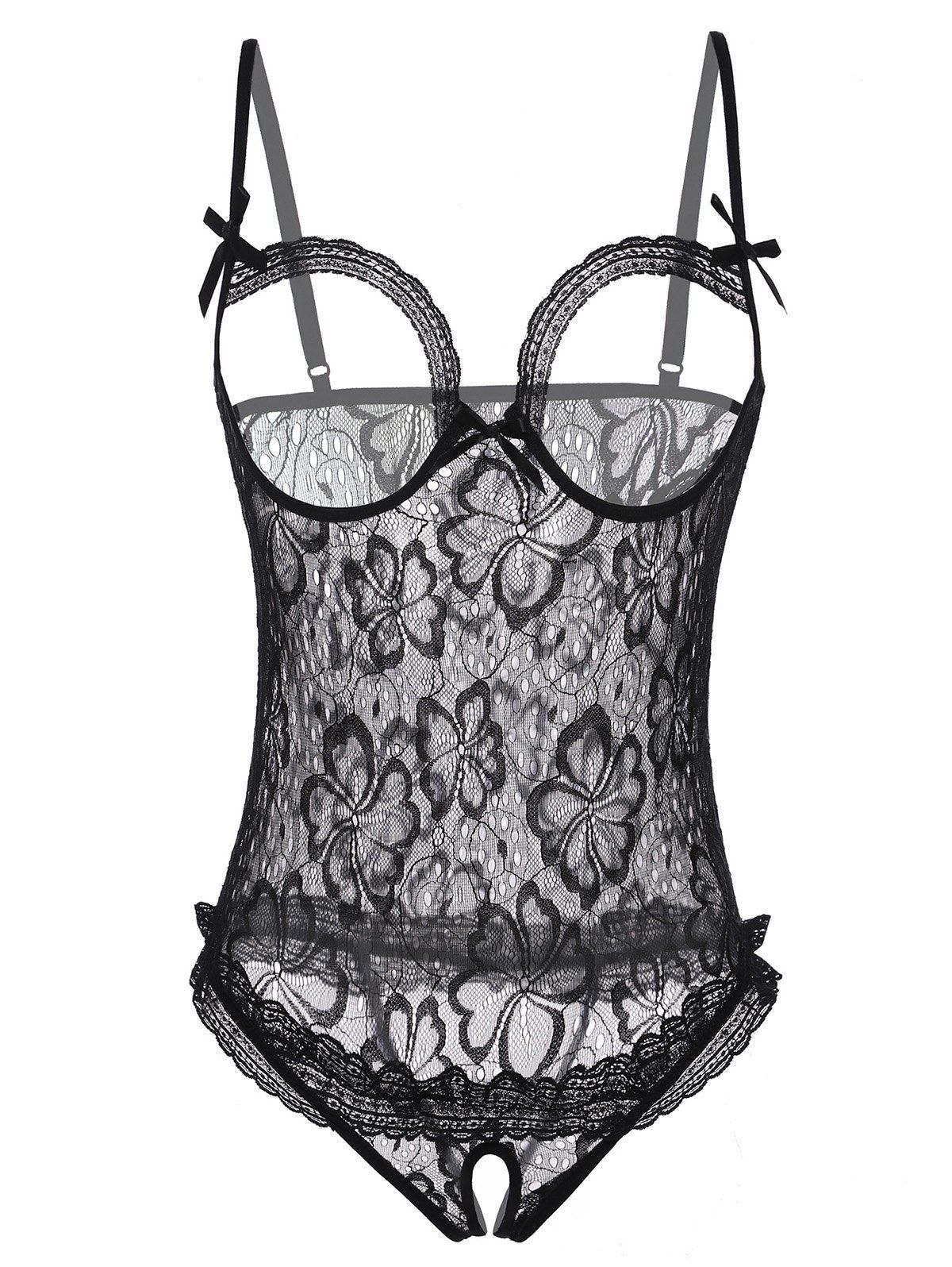 Open Cup Crotchless Lace Lingerie Teddy [32% OFF] | Rosegal