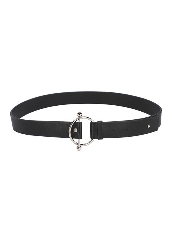 

O-ring Buckle PU Leather Waist Belt, Black