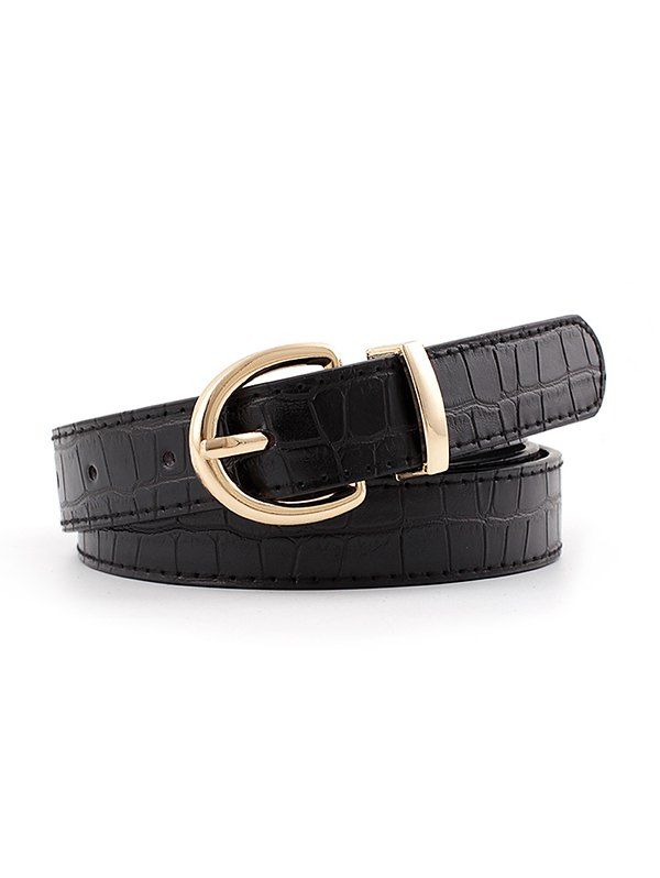 

Pin Buckle Animal Pattern Waist Belt, Black