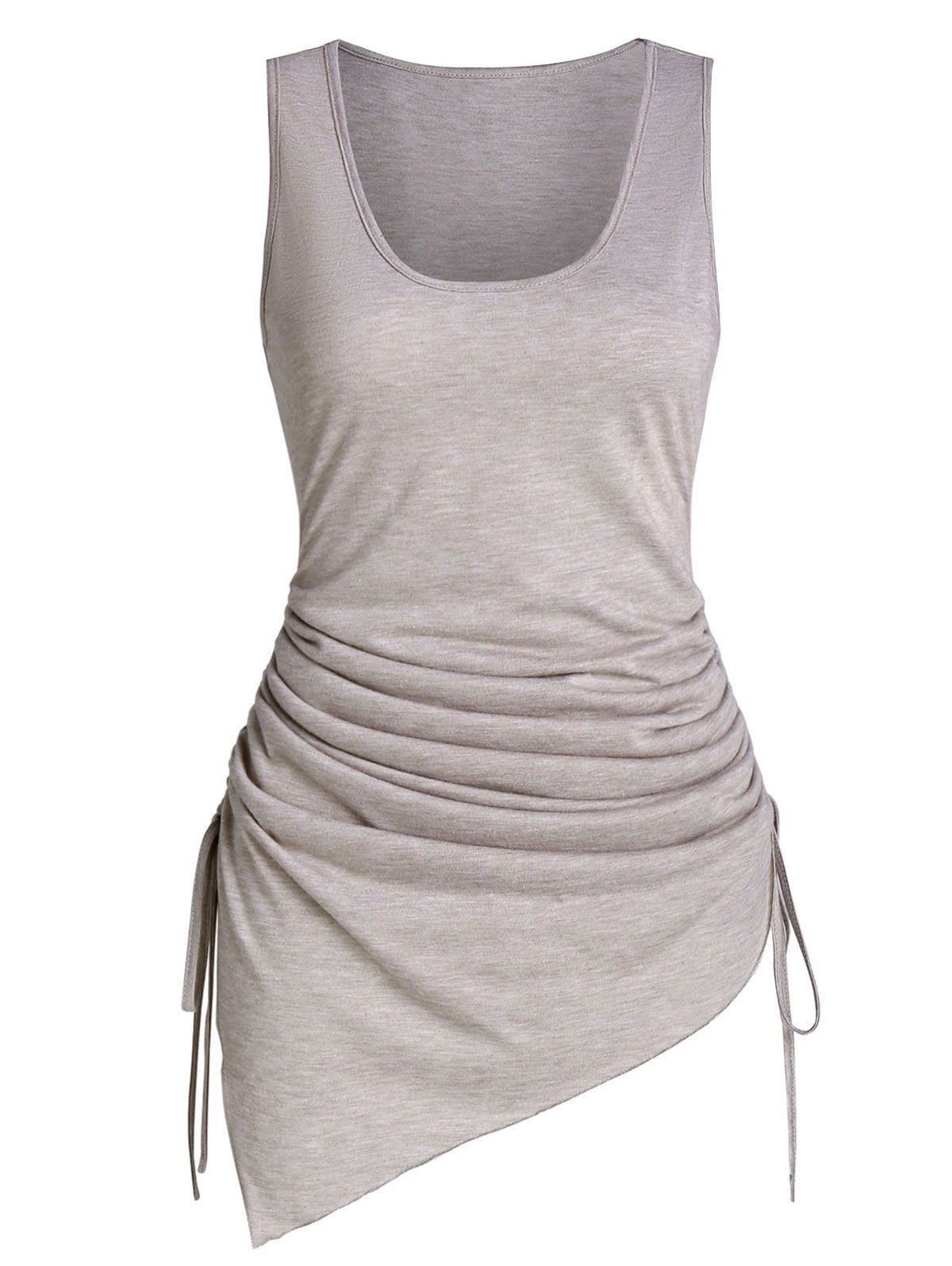 

Asymmetric Cinched Tank Top, Tan