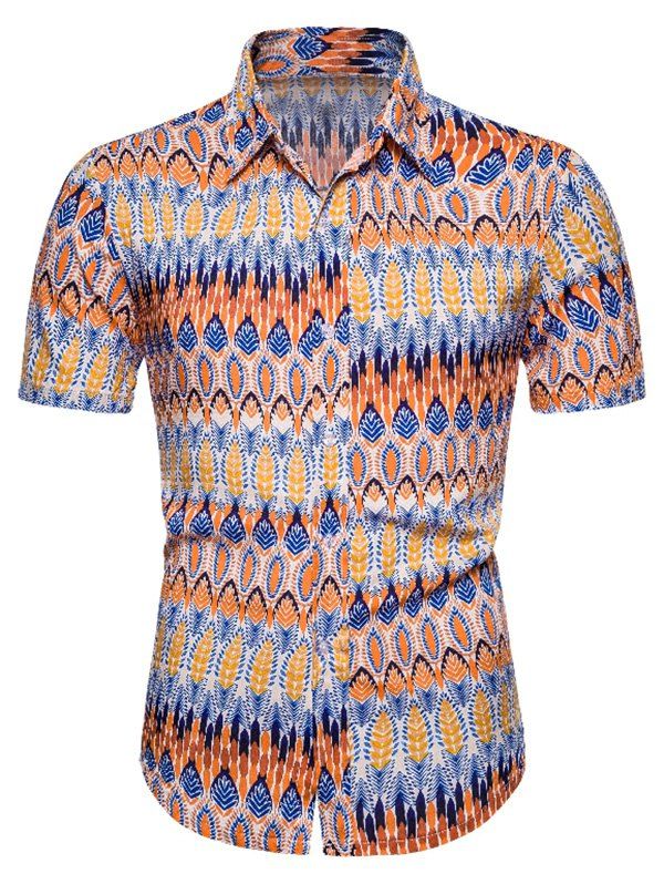 

Ethnic Leaf Seamless Pattern Short Sleeve Shirt, Multi