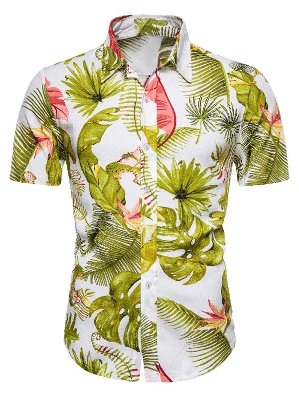 

Hawaii Banana Leaves Print Short Sleeve Shirt, Multi