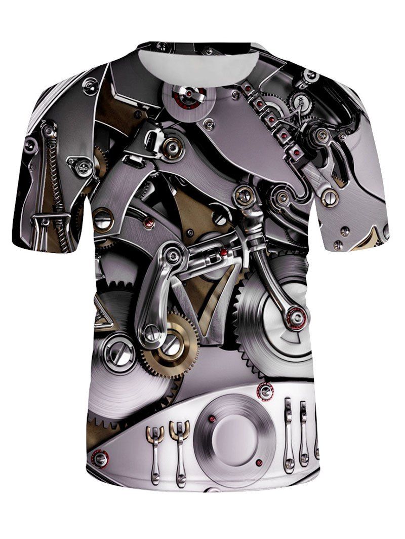 

Mechanical Gears 3D Print Short Sleeve Tee, Multi