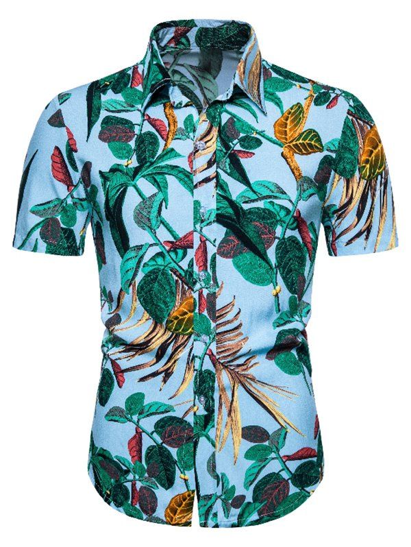 

Leaves Print Lounge Short Sleeve Shirt, Multi