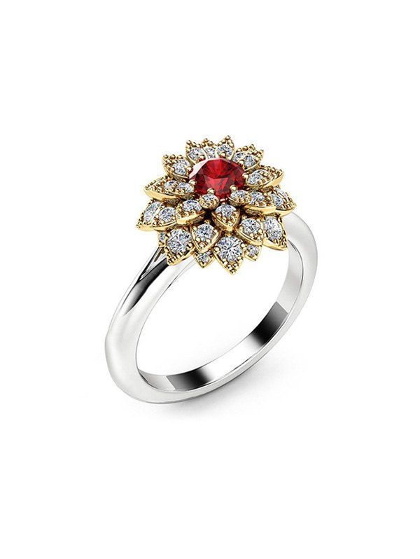 

Faux Gem Flower Shape Ring, Gold