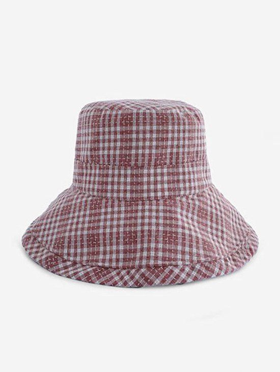 

Plaid Decorative Bucket Hat, Red