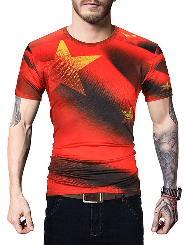 Sale Star Printed Crew Neck T Shirt  