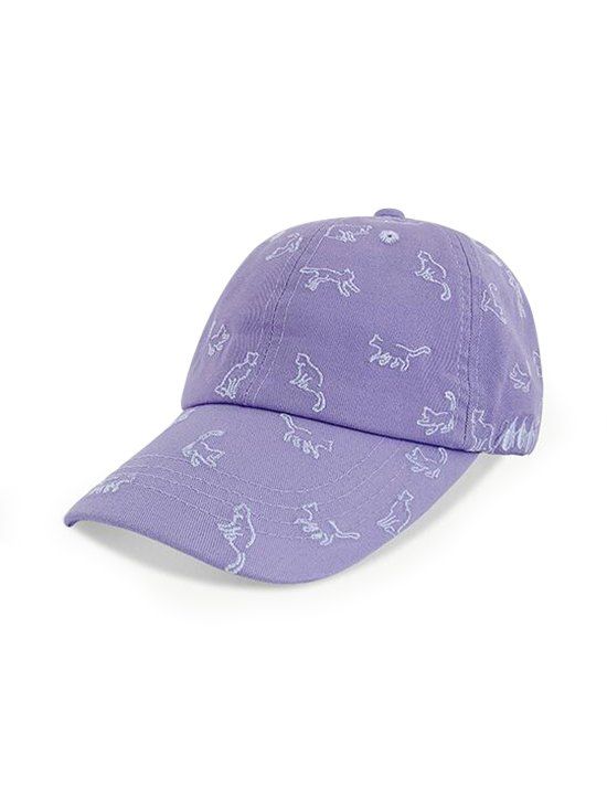 

Cats Pattern Adjustable Embroidery Baseball Cap, Purple
