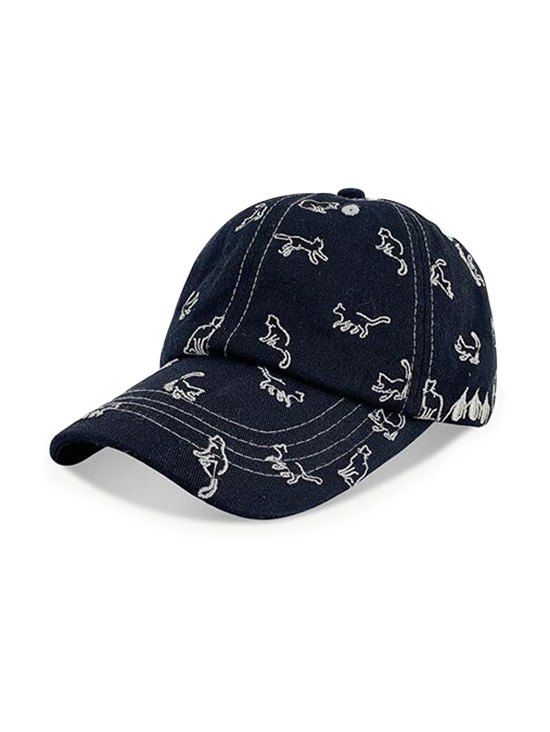 

Cats Pattern Adjustable Embroidery Baseball Cap, Black