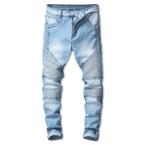 

Drape Panel Design Zipper Fly Jeans, Jeans blue