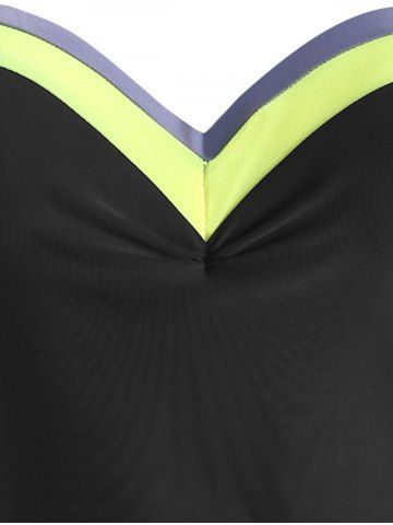 

Colorblock Push Up Tie Tankini Swimwear, Sun yellow