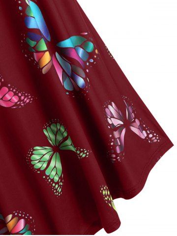 

Plus Size Butterfly Print Swing Cami Top, Red wine