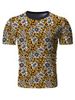Leopard Floral Print Crew Neck T Shirt -  