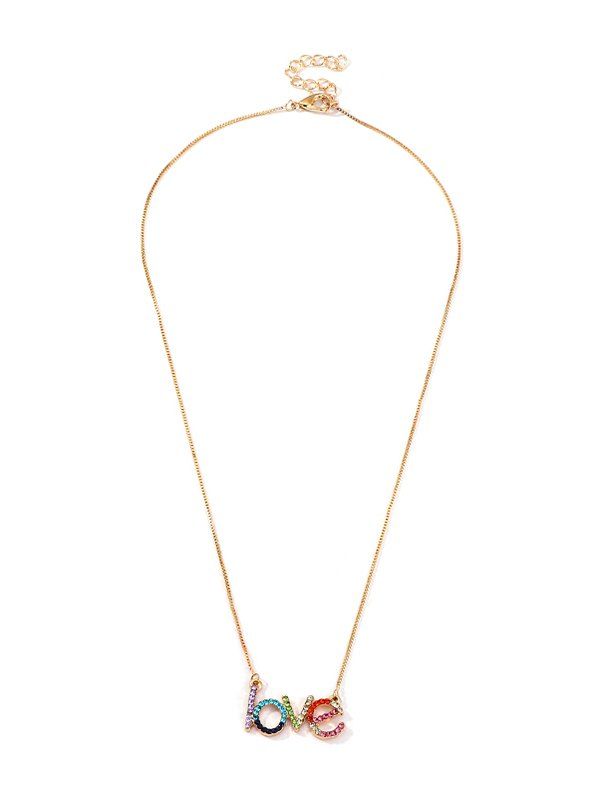 

Colorful Rhinestone Letter Pendant Necklace, Gold