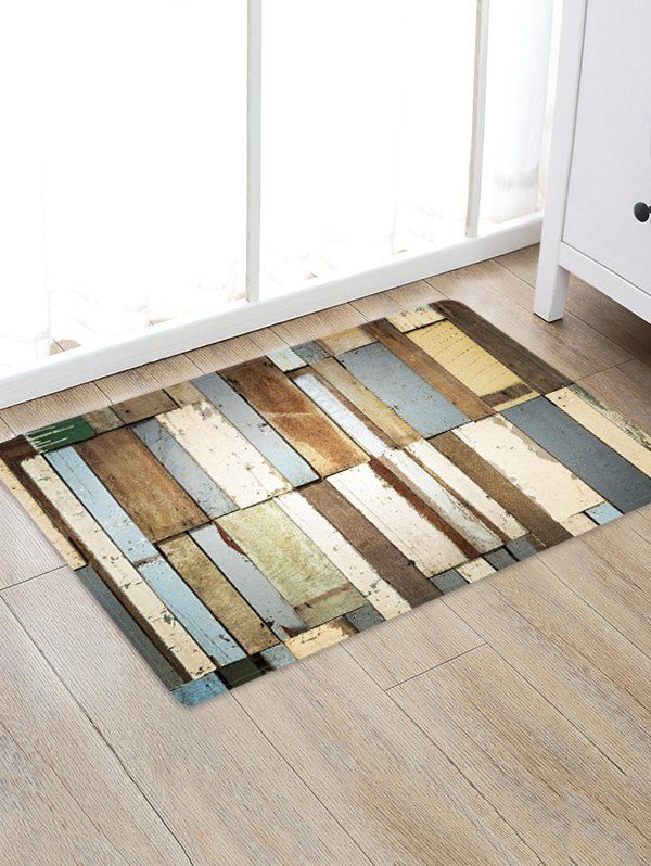 

Retro Wood Plank 3D Print Floor Rug, Multi