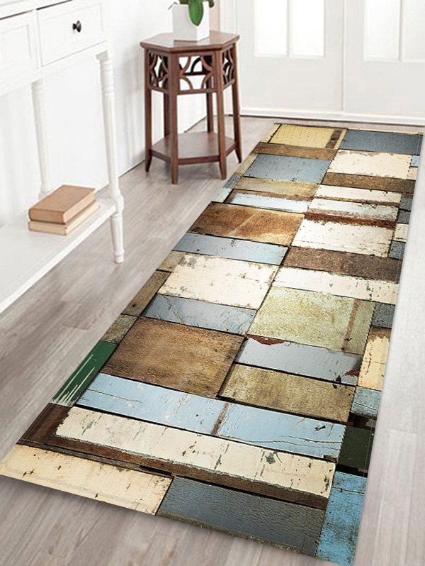 

Retro Wood Plank 3D Print Floor Rug, Multi