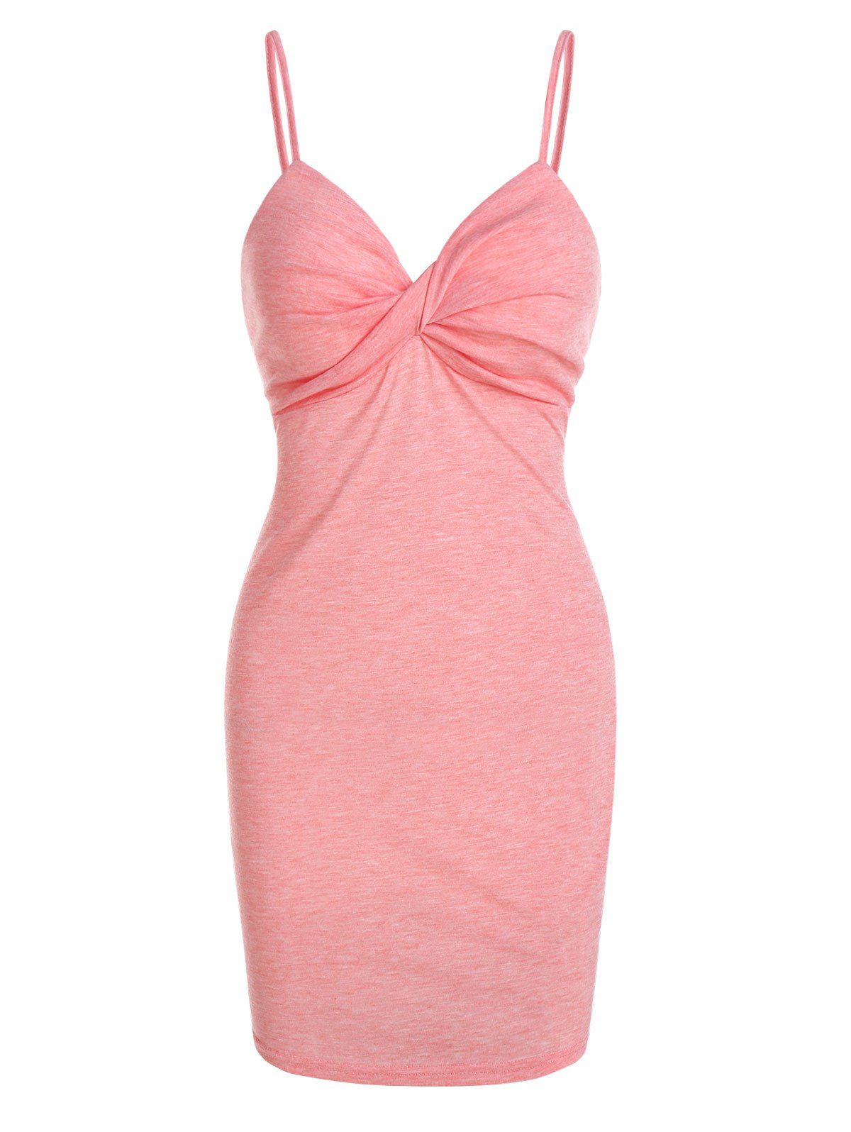 

Twist Front Spaghetti Strap Sheath Dress, Pink