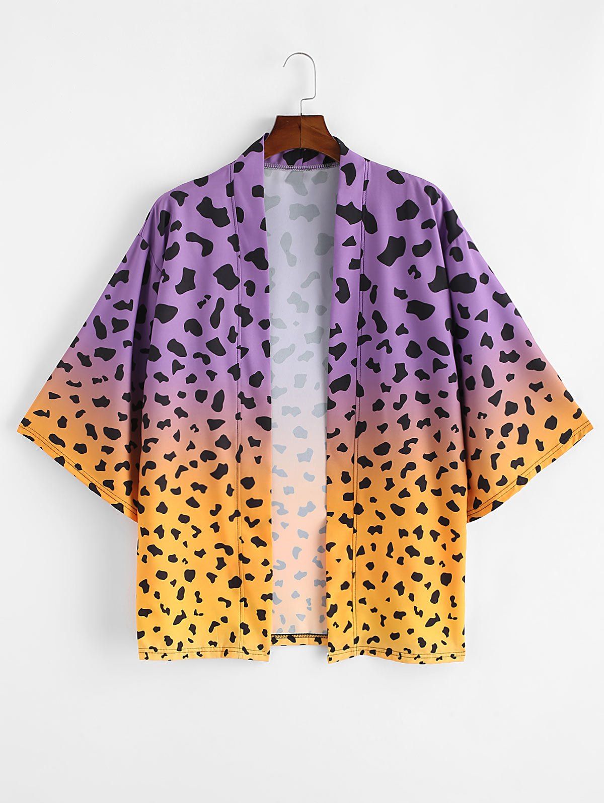 

Ombre Leopard Print Casual Kimono Cardigan, Rubber ducky yellow