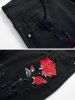 Floral Embroidery Ripped Design Jeans -  