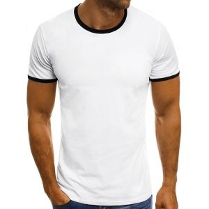 

Casual Short Sleeve Ringer T Shirt, White