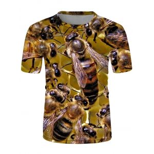 

3D Bees Printed T Shirt, Multi