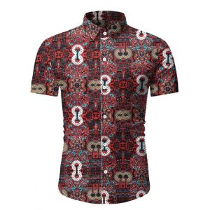 

Abstract Print Short Sleeve Shirt, Chestnut red